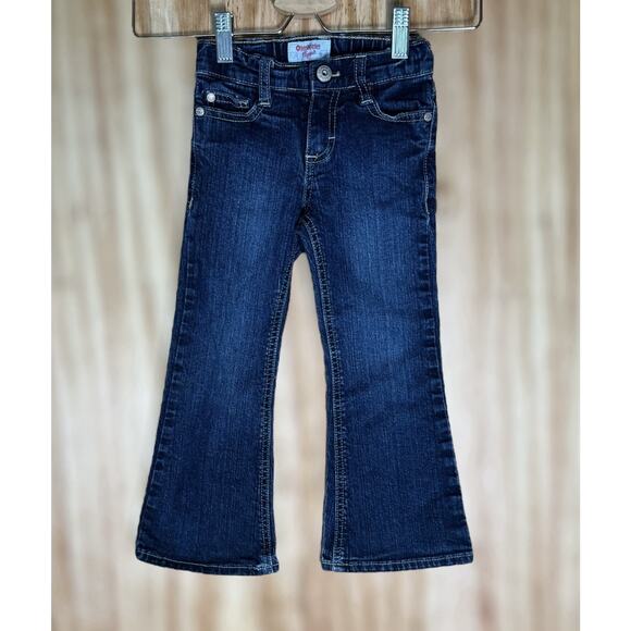OshKosh B’gosh Girls Size 4 Slim Y2K Retro Bootcut Jeans Embroidered Flowers - Picture 1 of 7